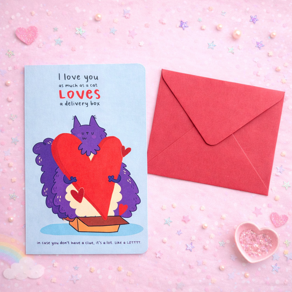 I Love You Like a Cat Loves Boxes Greeting Card