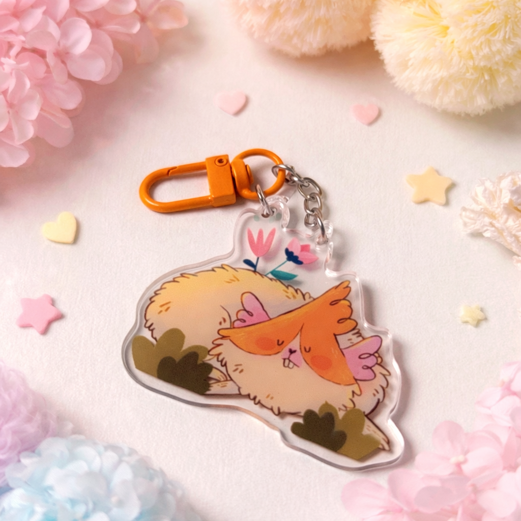 Sleepy Little Guinea Pig Keychain
