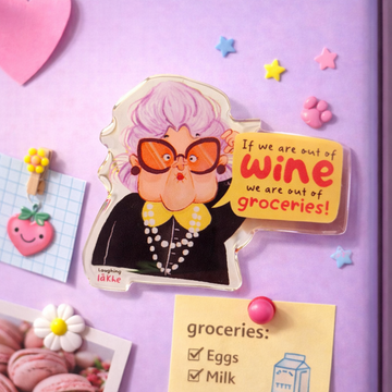 Out of Wine, Out of Groceries Mag Nut (Magnet)