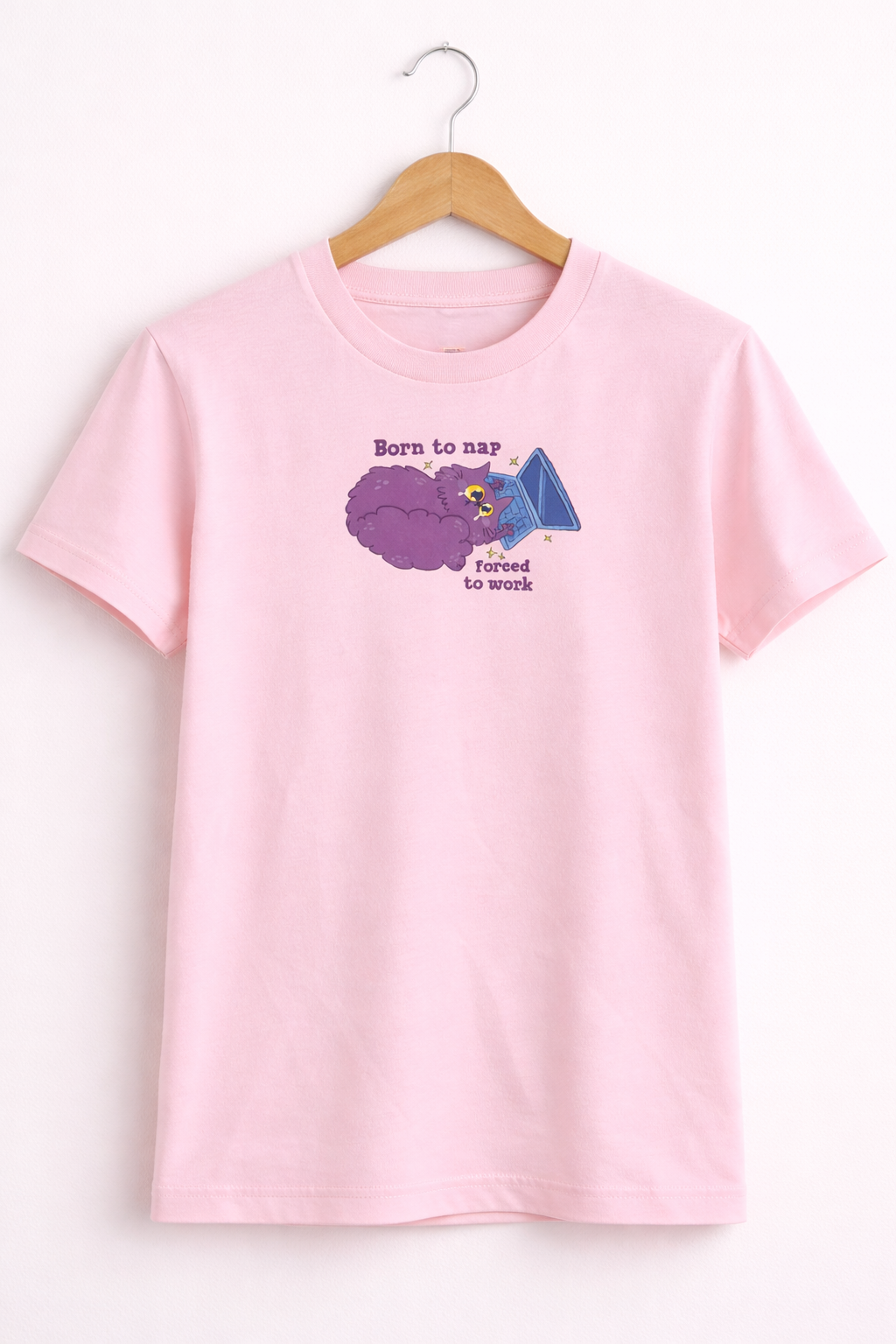 Born to Nap Forced to Work T-Shirt | Funny Cat Graphic Tee