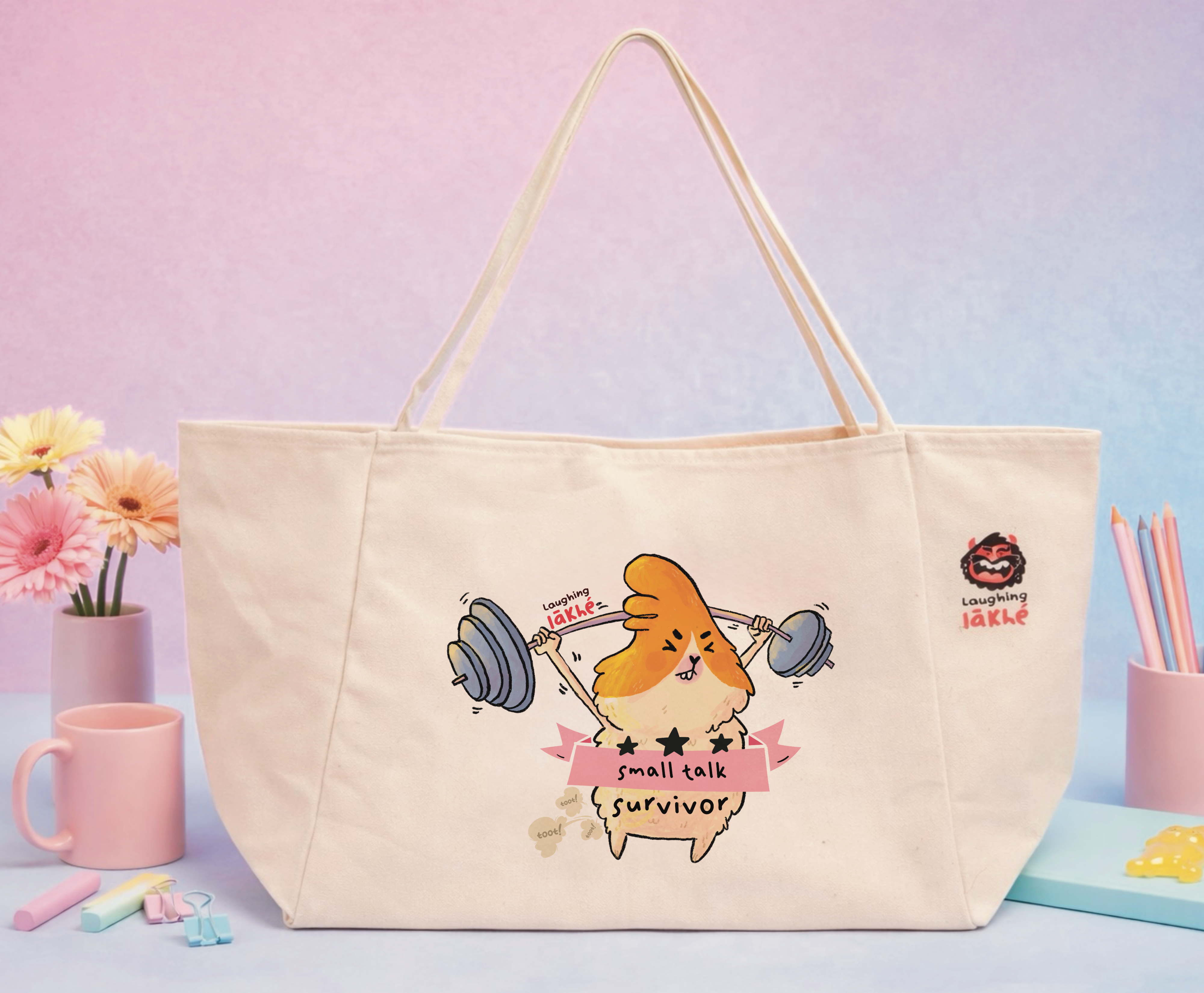 Small Talk Survivor Large Tote Bag