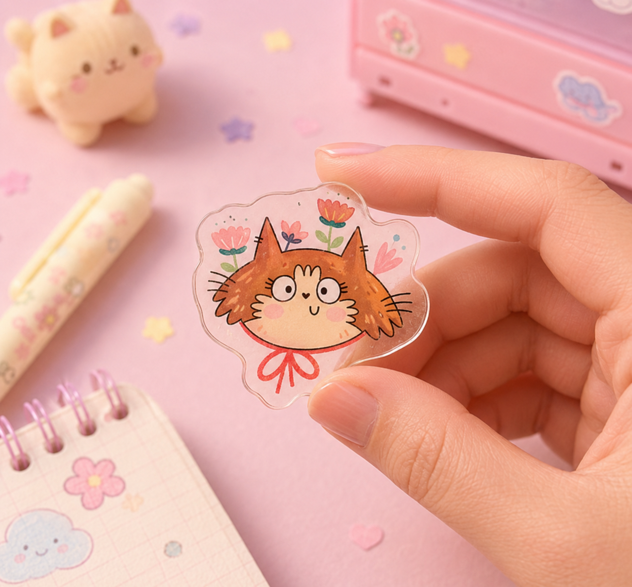 Floral Feline Acrylic Pin