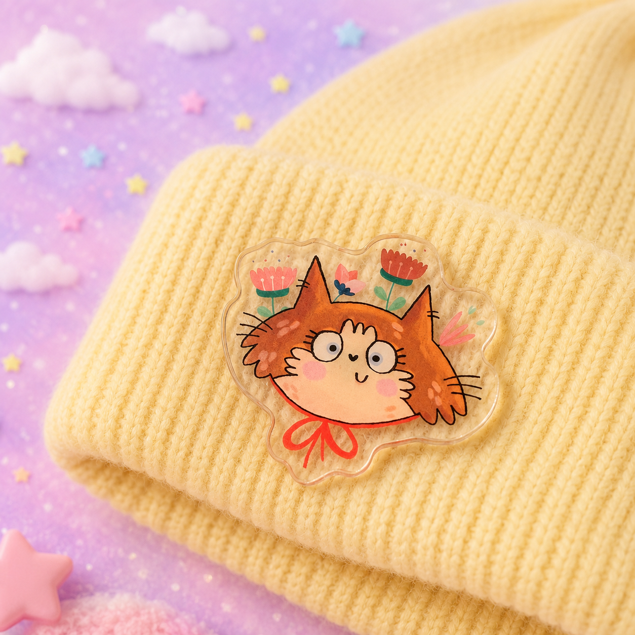 Floral Feline Acrylic Pin